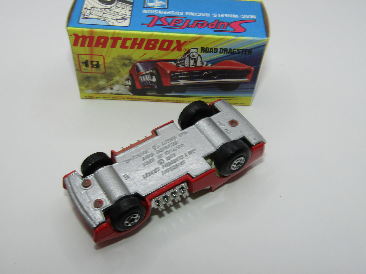 Matchbox Superfast 19B Road Dragster Red SILVER BASE