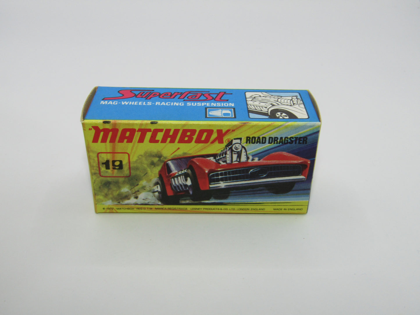 Matchbox Superfast 19B Road Dragster Red SILVER BASE