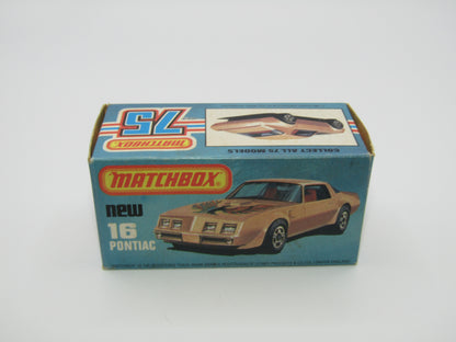 Matchbox Superfast No 16B Pontiac Gold Eagle TAMPO,  Dot Dash Wheels