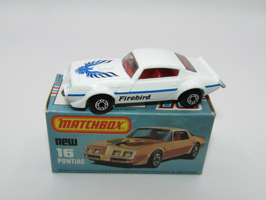 Matchbox Superfast No 16B Pontiac White, Unpainted Base, Dot Dash Wheels