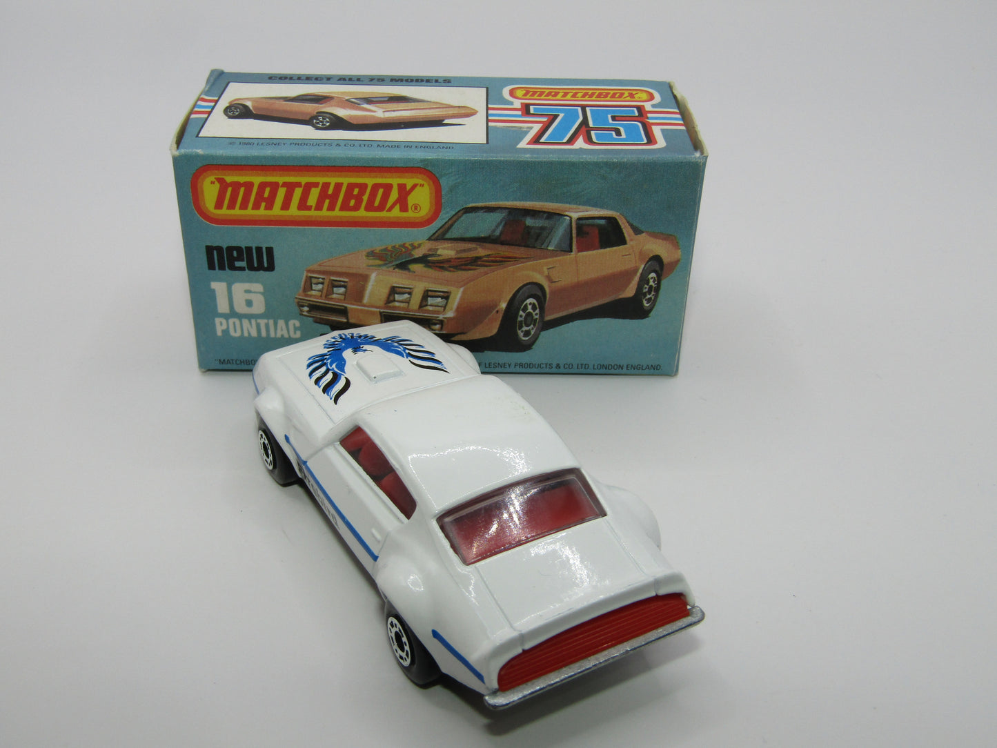 Matchbox Superfast No 16B Pontiac White, Unpainted Base, Dot Dash Wheels