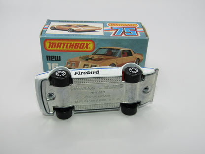 Matchbox Superfast No 16B Pontiac White, Unpainted Base, Dot Dash Wheels