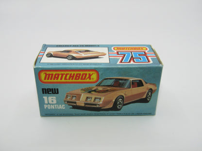 Matchbox Superfast No 16B Pontiac White, Unpainted Base, Dot Dash Wheels