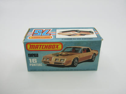 Matchbox Superfast No 16B Pontiac White, Unpainted Base, Dot Dash Wheels