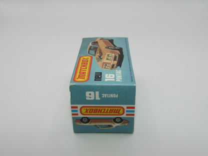 Matchbox Superfast No 16B Pontiac White, Unpainted Base, Dot Dash Wheels