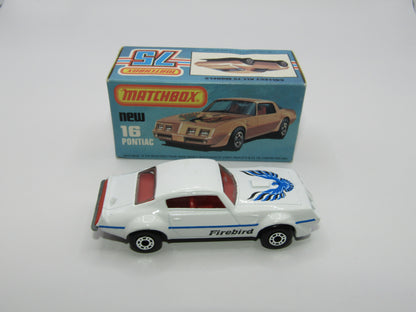 Matchbox Superfast No 16B Pontiac White, Unpainted Raised Cast Base, Dot Dash Wheels