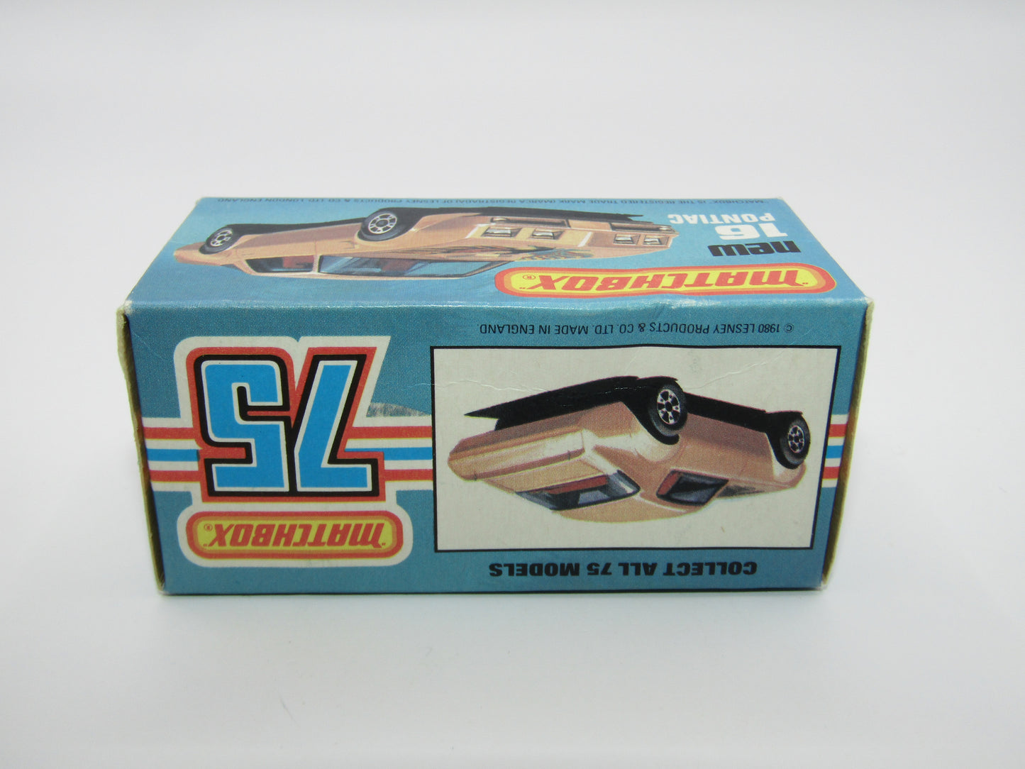 Matchbox Superfast No 16B Pontiac White, Unpainted Raised Cast Base, Dot Dash Wheels