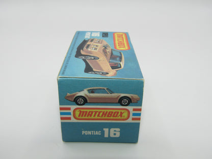 Matchbox Superfast No 16B Pontiac White, Unpainted Raised Cast Base, Dot Dash Wheels