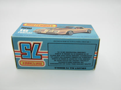 Matchbox Superfast No 16B Pontiac White, Unpainted Raised Cast Base, Dot Dash Wheels