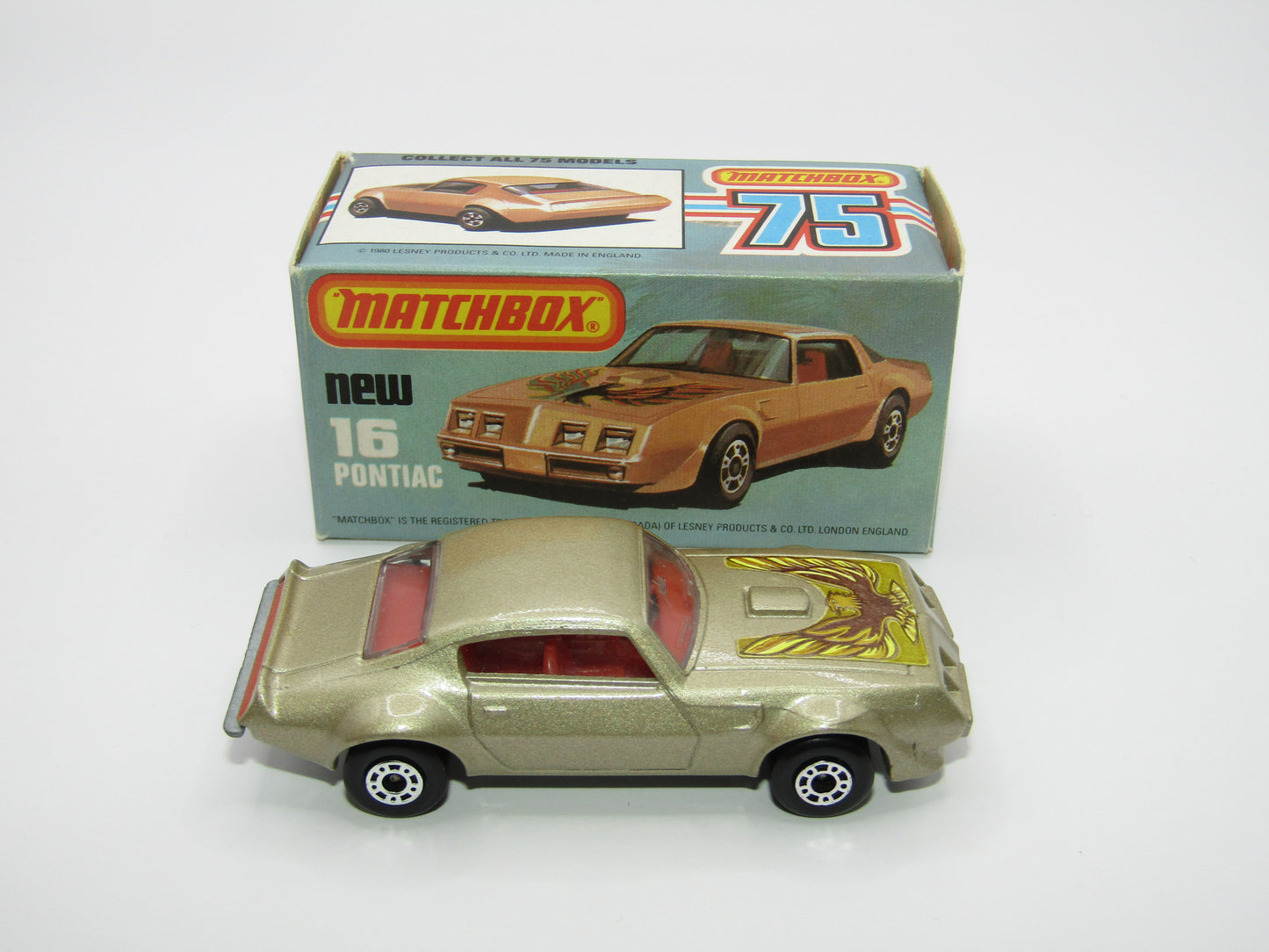 Matchbox Superfast No 16B Pontiac CHAMPAGNE Gold, Dot Dash Wheels, Unpainted Base