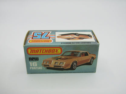 Matchbox Superfast No 16B Pontiac CHAMPAGNE Gold, Dot Dash Wheels, Unpainted Base