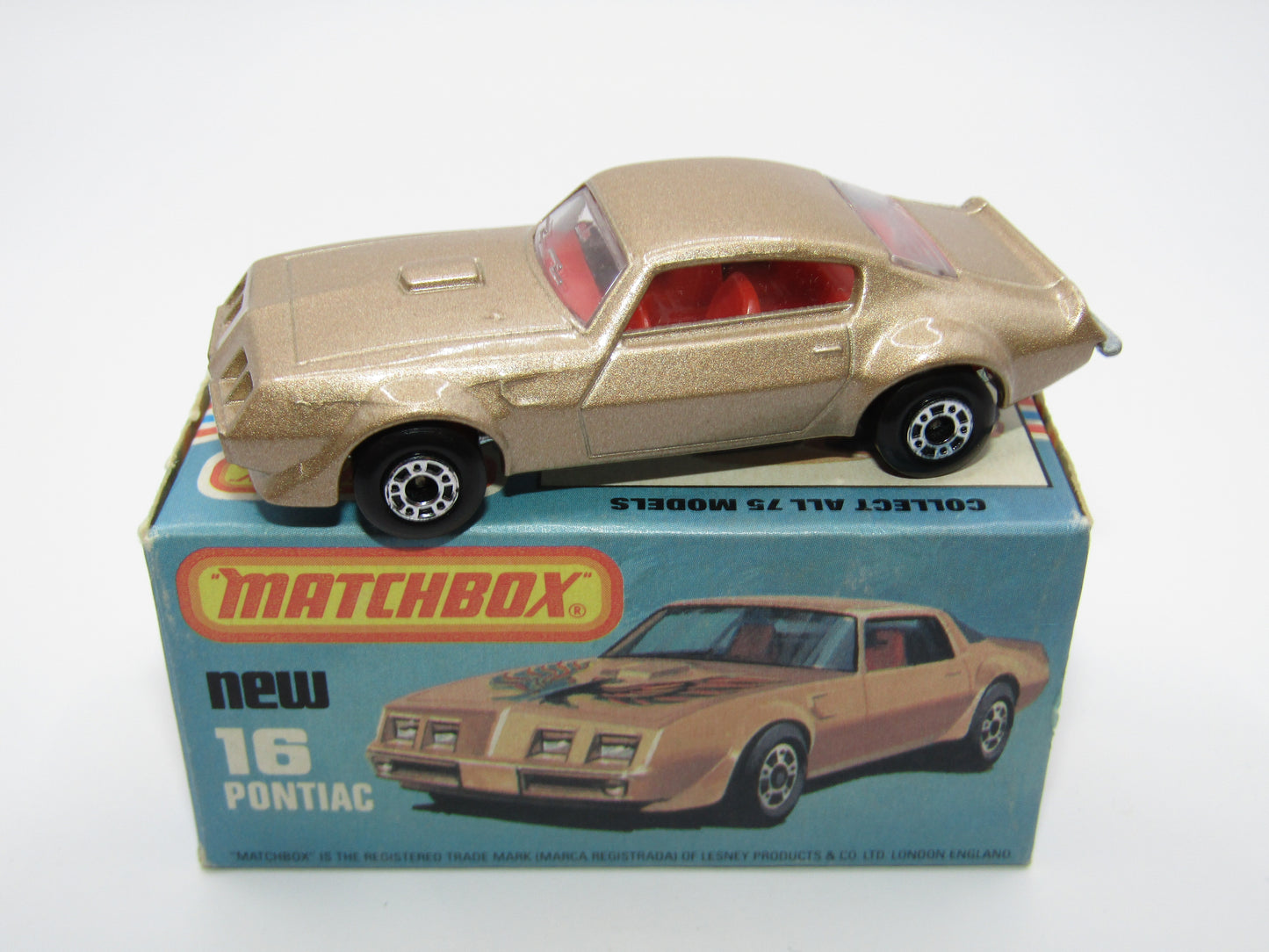 Matchbox Superfast No 16B Pontiac Tan, No Label, Dot Dash Wheels, Unpainted Base
