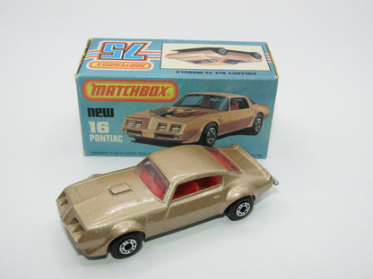 Matchbox Superfast No 16B Pontiac Tan, No Label, Dot Dash Wheels, Unpainted Base