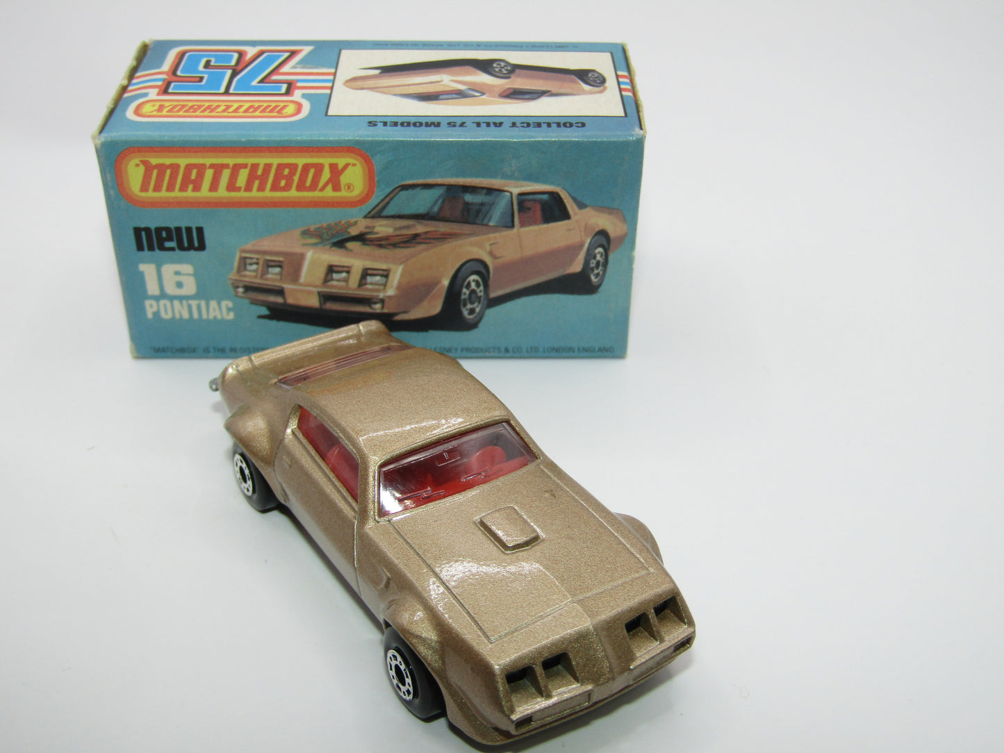 Matchbox Superfast No 16B Pontiac Tan, No Label, Dot Dash Wheels, Unpainted Base