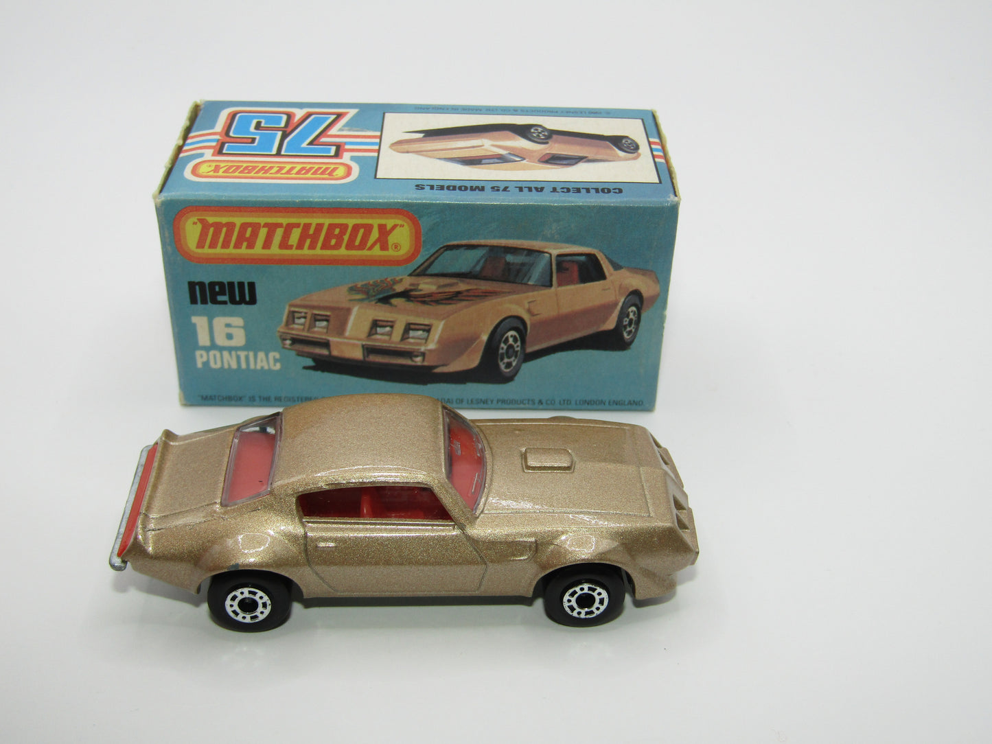 Matchbox Superfast No 16B Pontiac Tan, No Label, Dot Dash Wheels, Unpainted Base