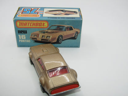 Matchbox Superfast No 16B Pontiac Tan, No Label, Dot Dash Wheels, Unpainted Base