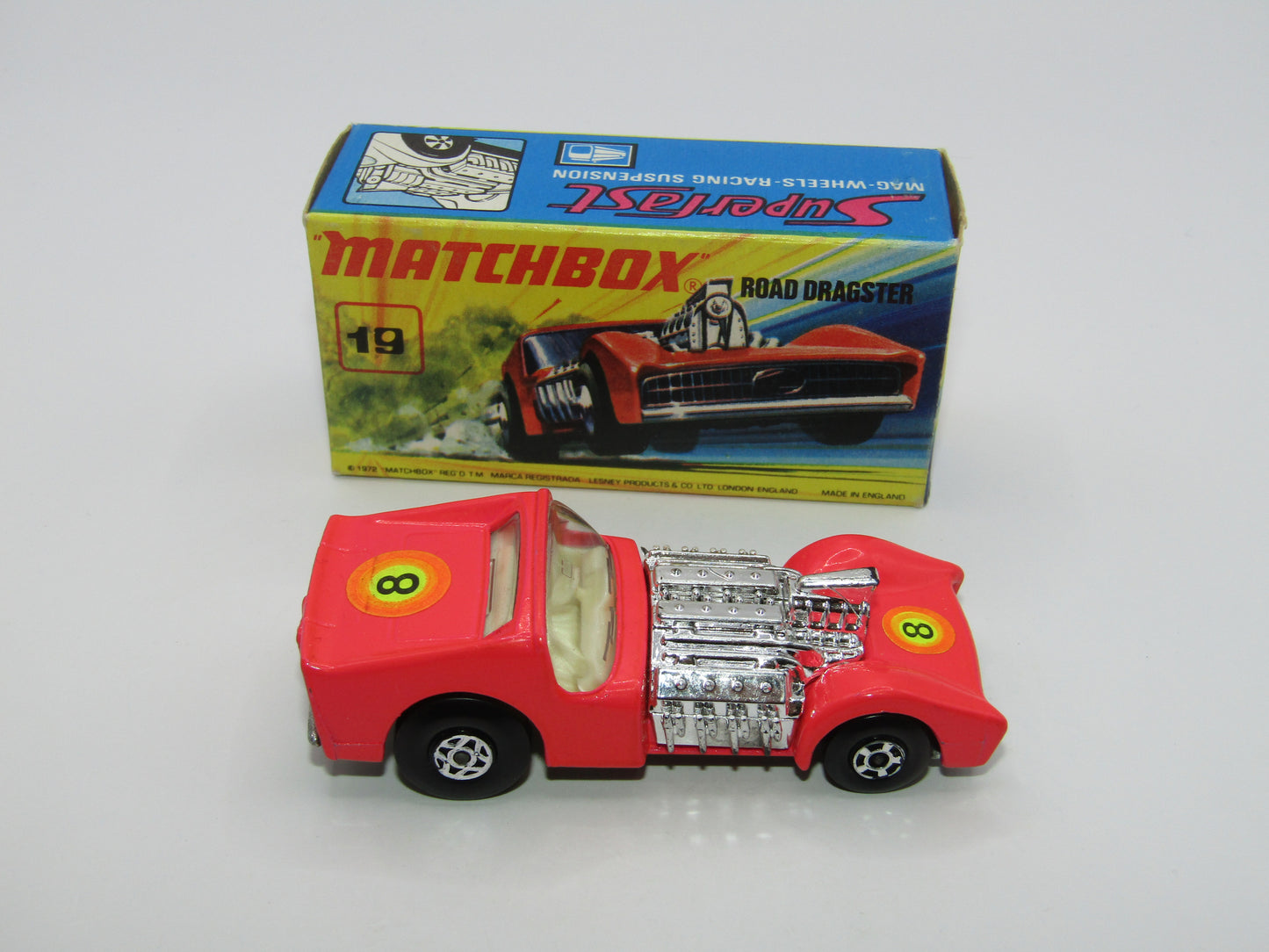 Matchbox Superfast 19B Road Dragster DAYGLOW LIGHT PINK