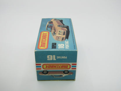Matchbox Superfast No 16B Pontiac Tan, No Label, Dot Dash Wheels, Unpainted Base