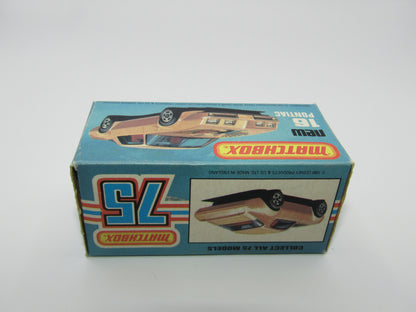 Matchbox Superfast No 16B Pontiac Tan, No Label, Dot Dash Wheels, Unpainted Base