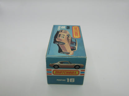 Matchbox Superfast No 16B Pontiac Tan, No Label, Dot Dash Wheels, Unpainted Base