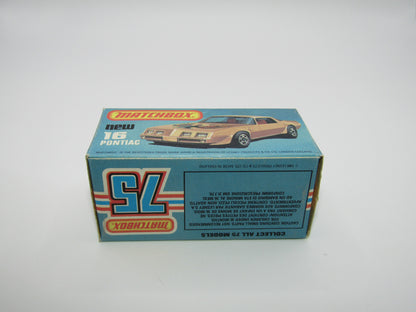 Matchbox Superfast No 16B Pontiac Tan, No Label, Dot Dash Wheels, Unpainted Base
