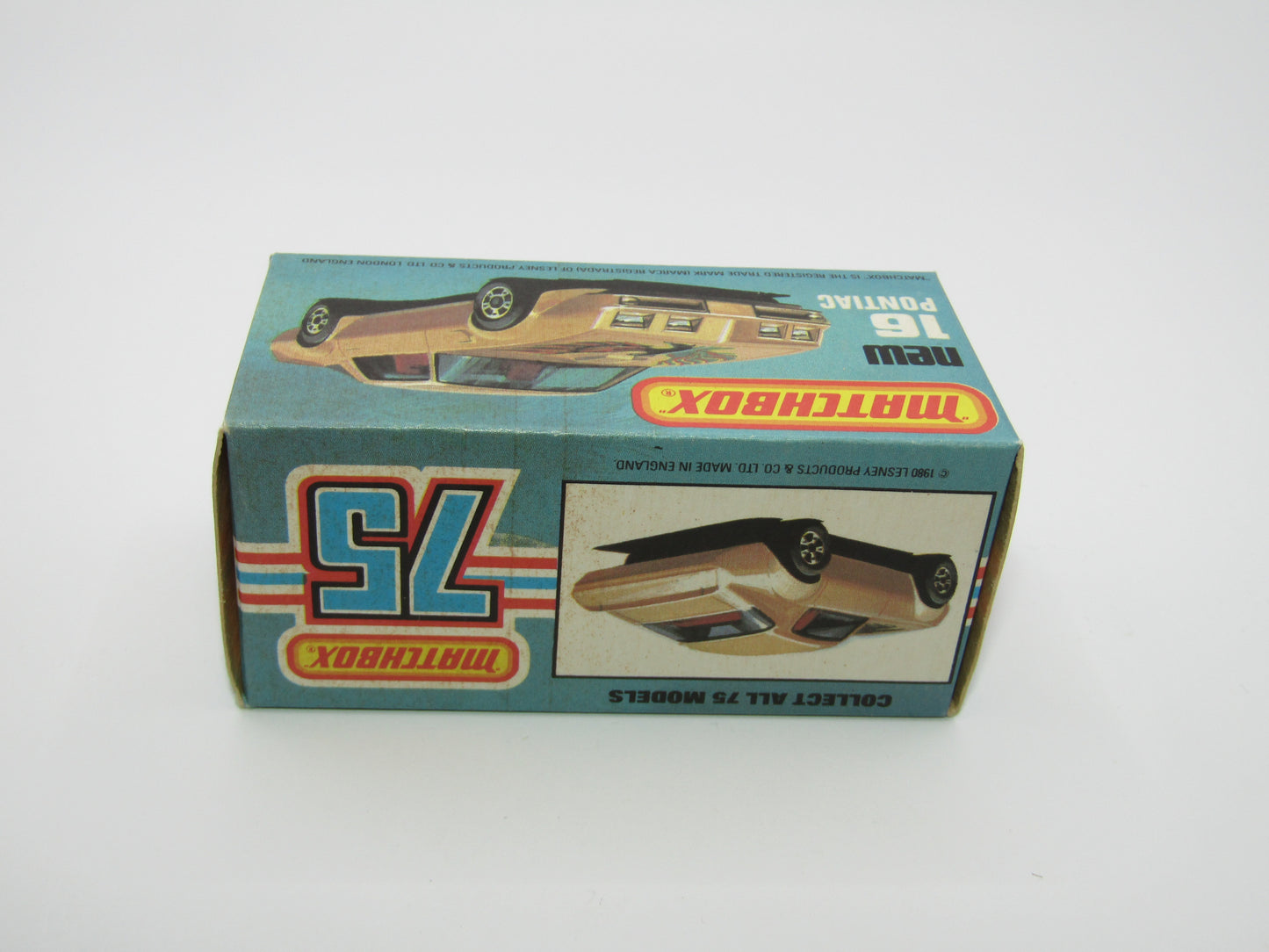 Matchbox Superfast No 16B Pontiac Tan, Firebird Label, Dot Dash Wheels, Unpainted Base