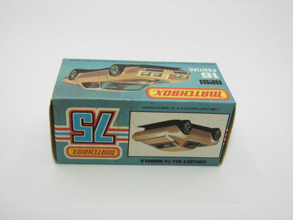 Matchbox Superfast No 16B Pontiac Tan, Firebird Label, Dot Dash Wheels, Unpainted Base