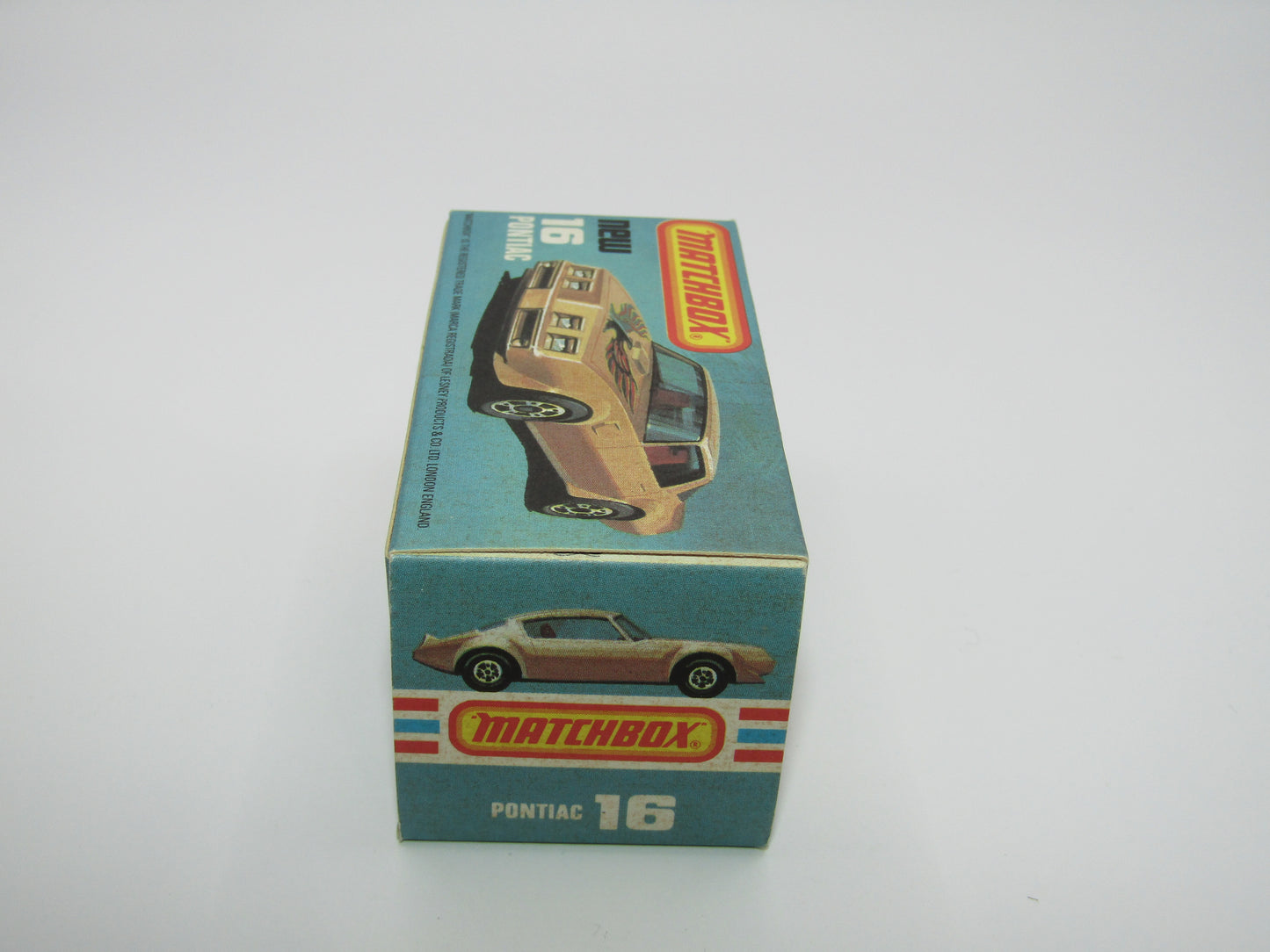 Matchbox Superfast No 16B Pontiac Tan, Firebird Label, Dot Dash Wheels, Unpainted Base