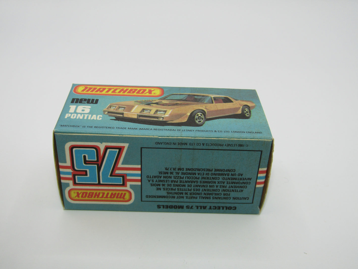 Matchbox Superfast No 16B Pontiac Tan, Firebird Label, Dot Dash Wheels, Unpainted Base