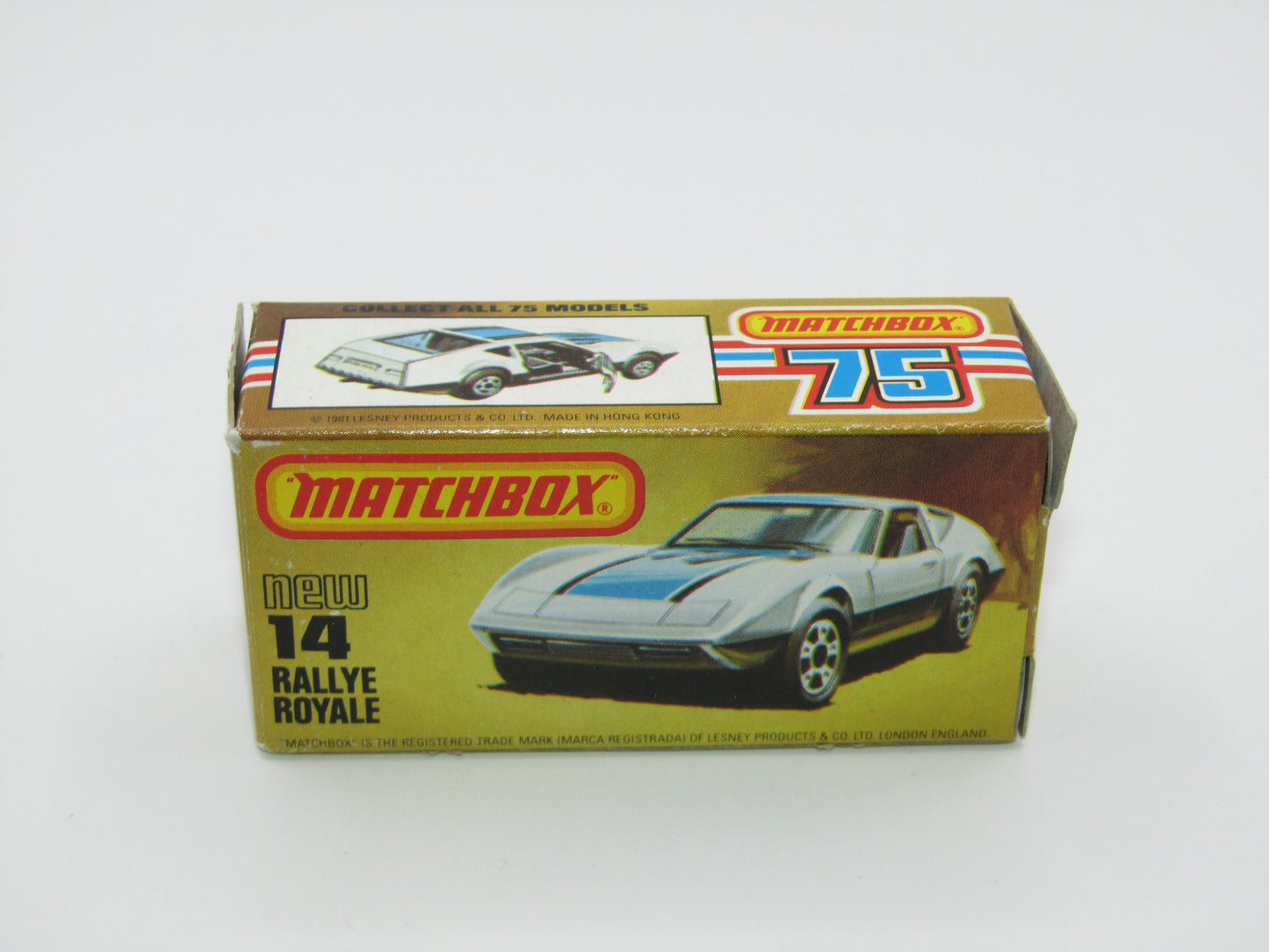 Matchbox Superfast No 14D Rallye Royale (Monteverdi Hai Cast) White, Amber Windows 5 Spoke Wheels, USA Picture Box