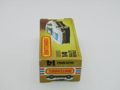 Matchbox Superfast No 14D Rallye Royale (Monteverdi Hai Cast) White, Amber Windows 5 Spoke Wheels, USA Picture Box