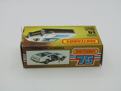 Matchbox Superfast No 14D Rallye Royale (Monteverdi Hai Cast) White, Amber Windows 5 Spoke Wheels, USA Picture Box