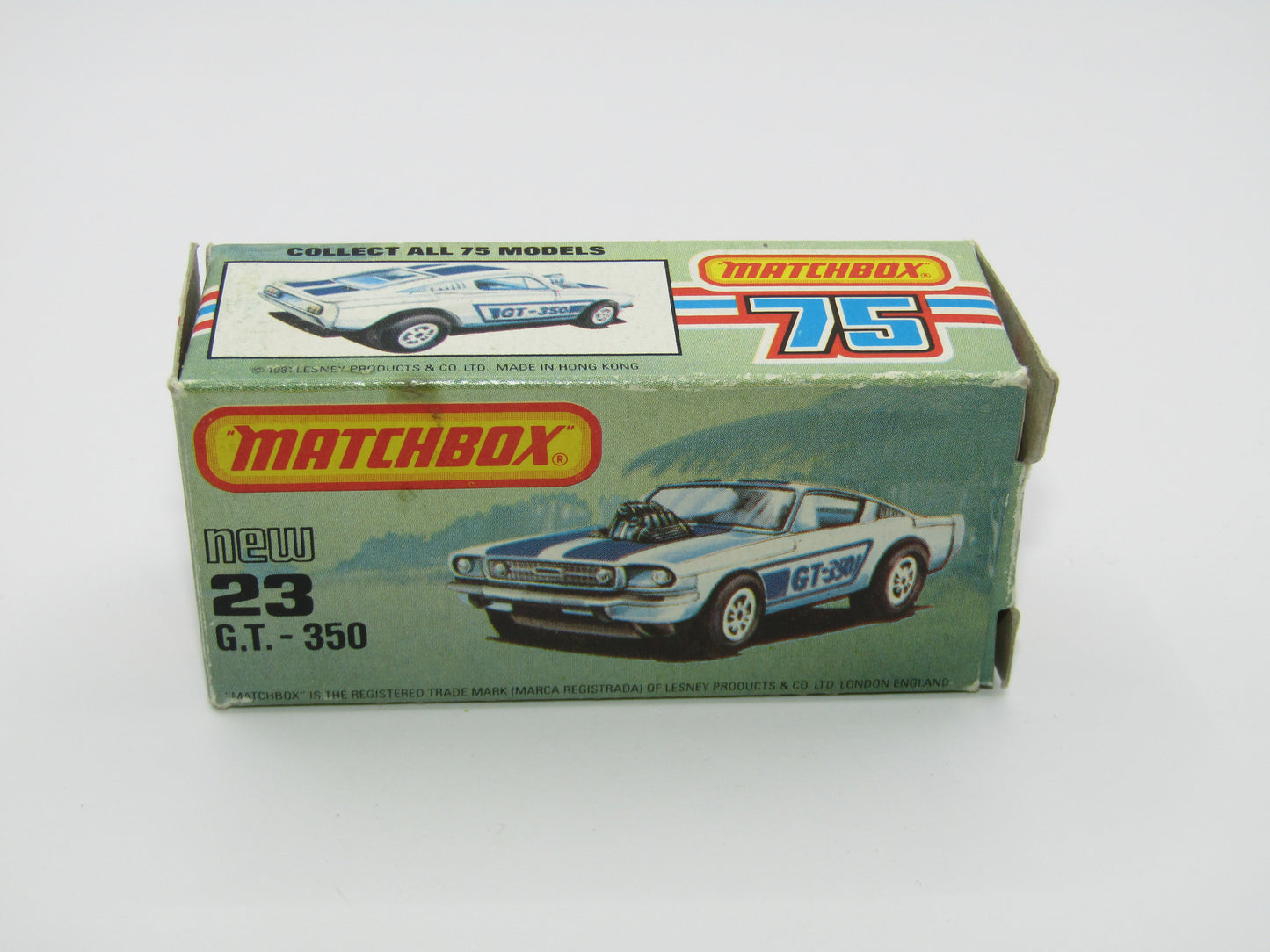 Matchbox Superfast No 23D Mustang GT 350, DARK Blue Tampo,  5 Arch Wheels , USA Picture Box
