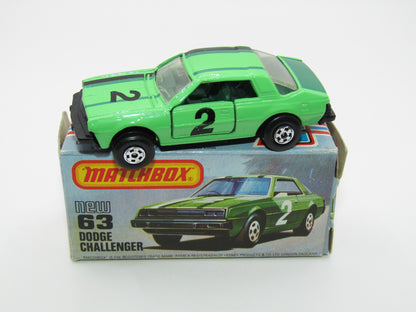 Matchbox Superfast No 63D Dodge Challenger, Green, Green Interior , USA Picture Box