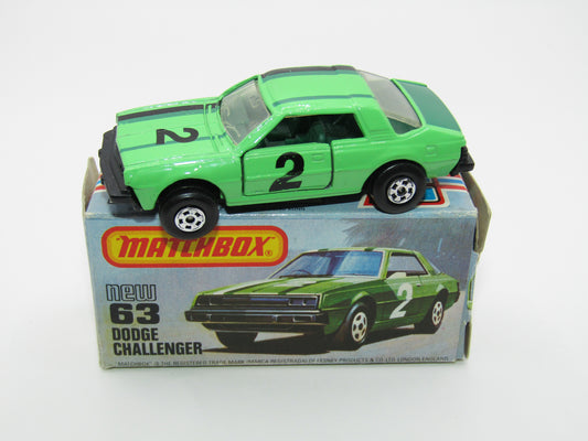 Matchbox Superfast No 63D Dodge Challenger, Green, Green Interior , USA Picture Box