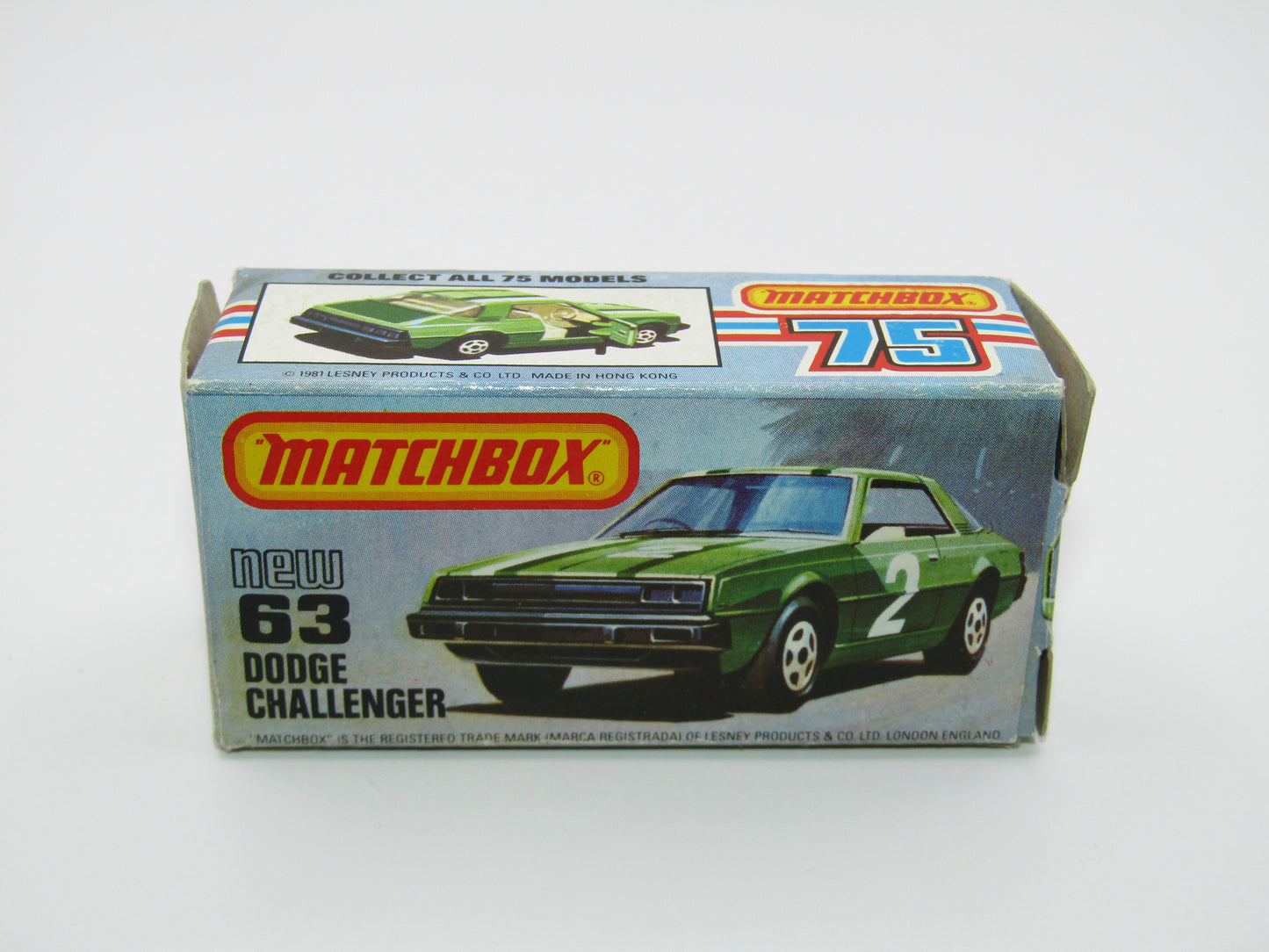 Matchbox Superfast No 63D Dodge Challenger, Green, Green Interior , USA Picture Box