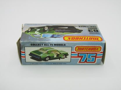 Matchbox Superfast No 63D Dodge Challenger, Green, Green Interior , USA Picture Box