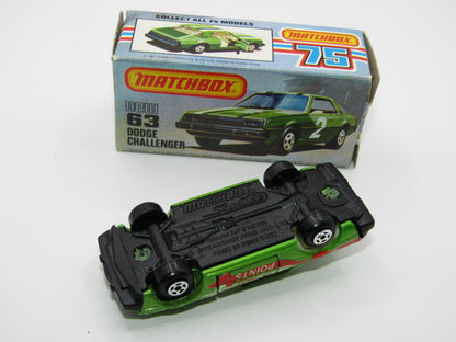 Matchbox Superfast No 63D Dodge Challenger Cast, Galant Eterna Base, Hot Points Tampo , USA Picture Box