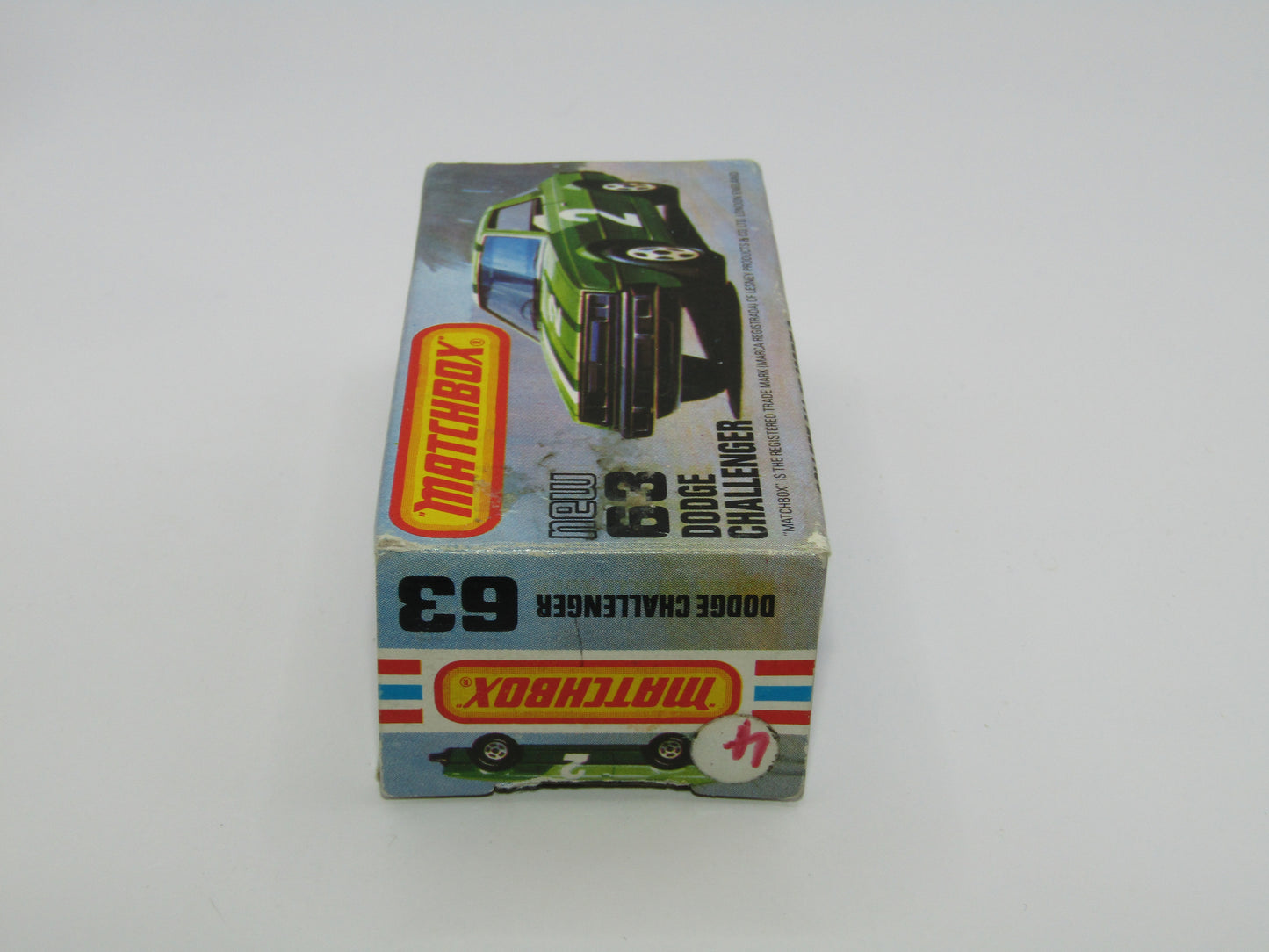 Matchbox Superfast No 63D Dodge Challenger Cast, Galant Eterna Base, Hot Points Tampo , USA Picture Box