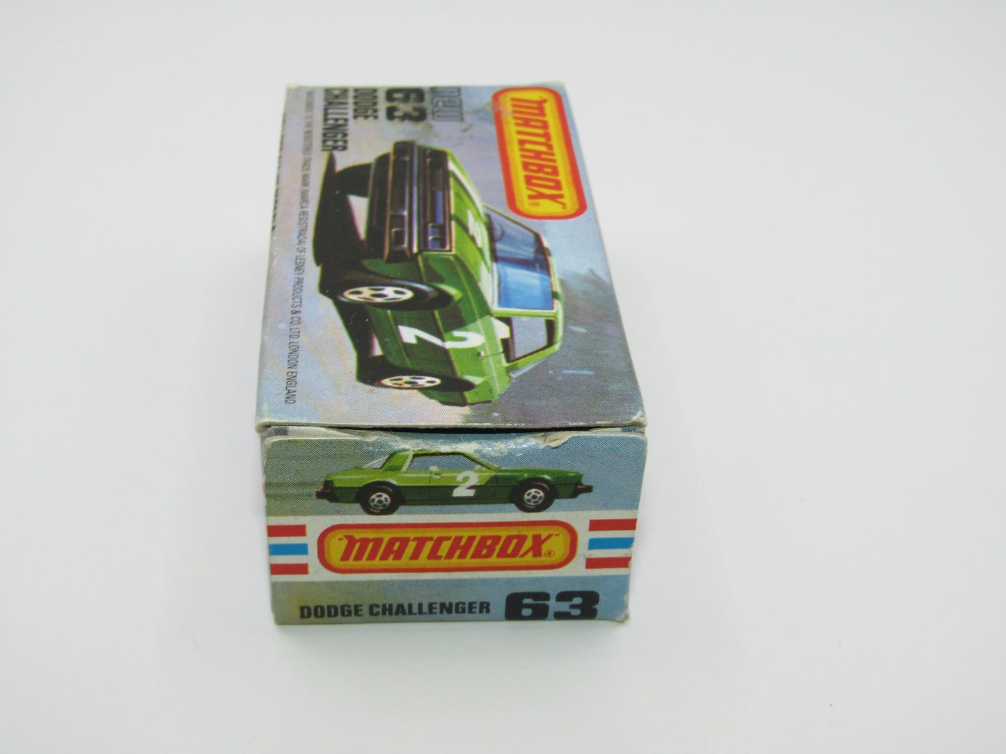 Matchbox Superfast No 63D Dodge Challenger Cast, Galant Eterna Base, Hot Points Tampo , USA Picture Box