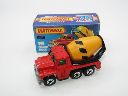 Matchbox Superfast No 19C Cement Truck Red BLACK Stripes on Barrel