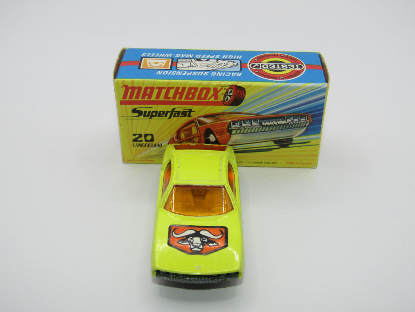 Matchbox Superfast No 20A Lamborghini Marzal Yellow BULLS Head Label