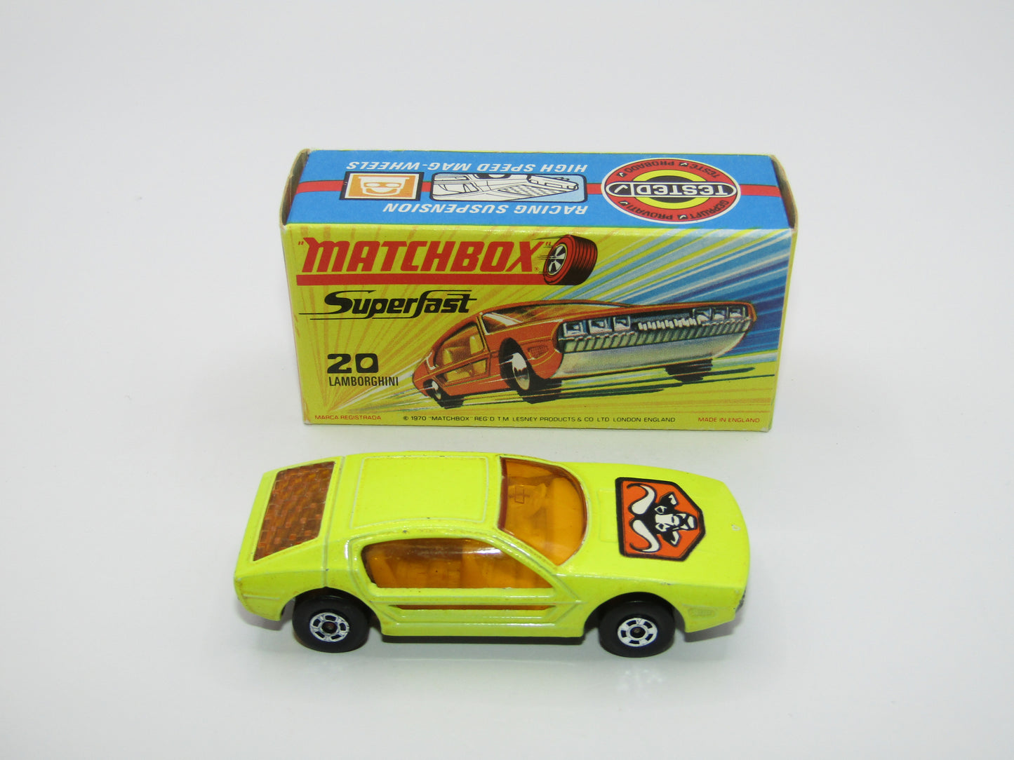 Matchbox Superfast No 20A Lamborghini Marzal Yellow BULLS Head Label