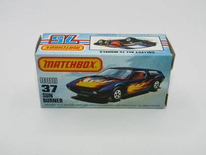 Matchbox Superfast No 37D Sun Burner, MATT BLACK Hong Kong Base, USA Picture Box