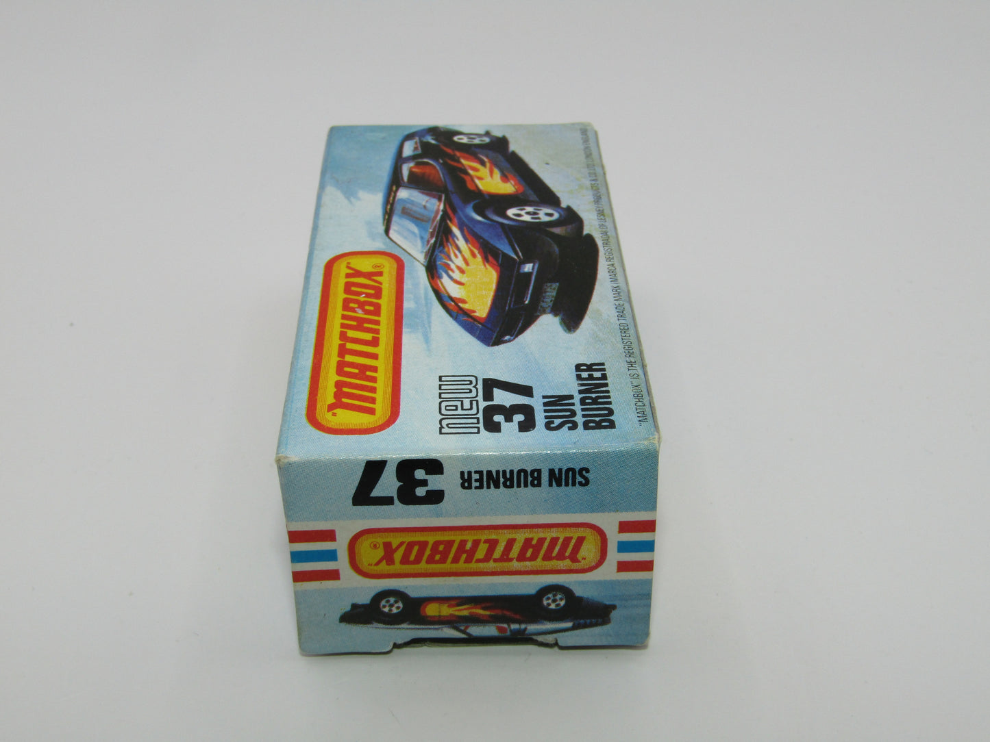 Matchbox Superfast No 37D Sun Burner, MATT BLACK Hong Kong Base, USA Picture Box