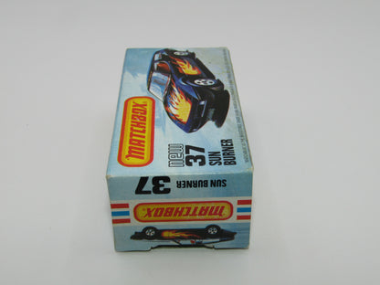 Matchbox Superfast No 37D Sun Burner, MATT BLACK Hong Kong Base, USA Picture Box