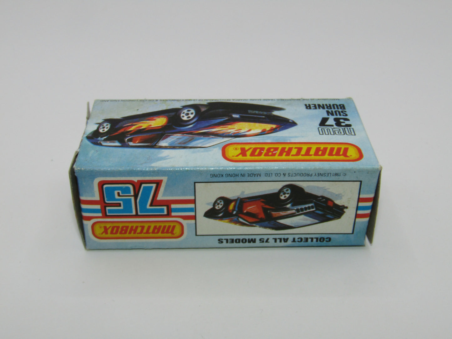 Matchbox Superfast No 37D Sun Burner, MATT BLACK Hong Kong Base, USA Picture Box