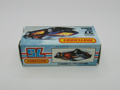 Matchbox Superfast No 37D Sun Burner, MATT BLACK Hong Kong Base, USA Picture Box