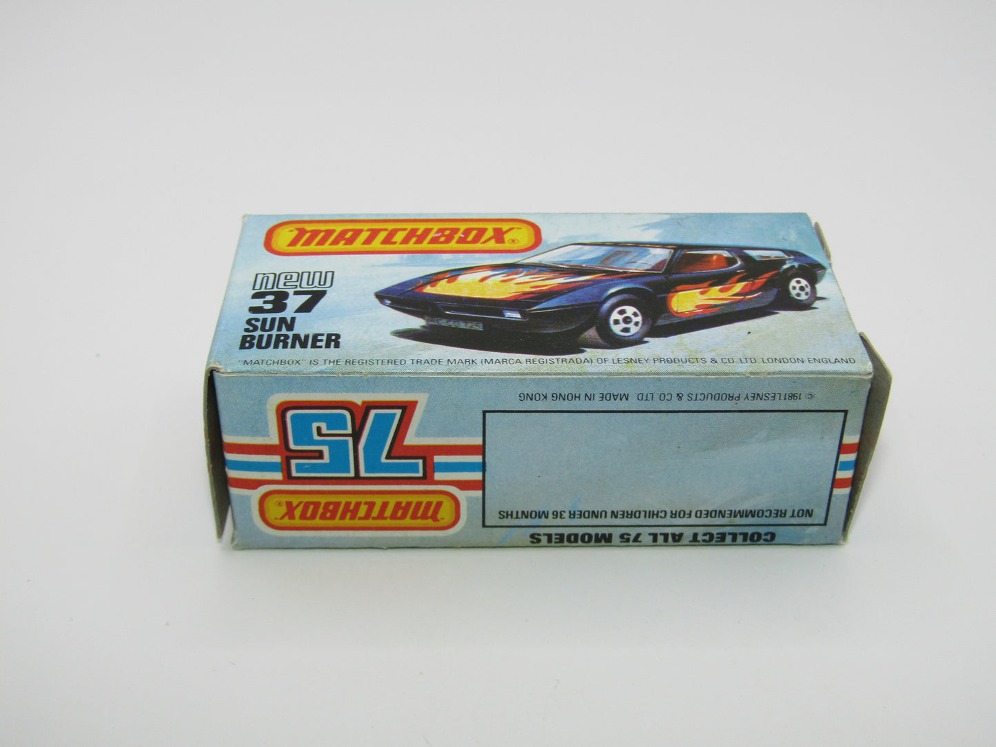 Matchbox Superfast No 37D Sun Burner, MATT BLACK Hong Kong Base, USA Picture Box