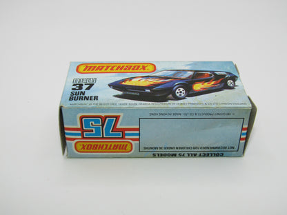 Matchbox Superfast No 37D Sun Burner, MATT BLACK Hong Kong Base, USA Picture Box